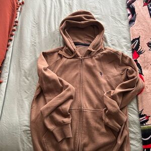 Us polo assn brown zip up
